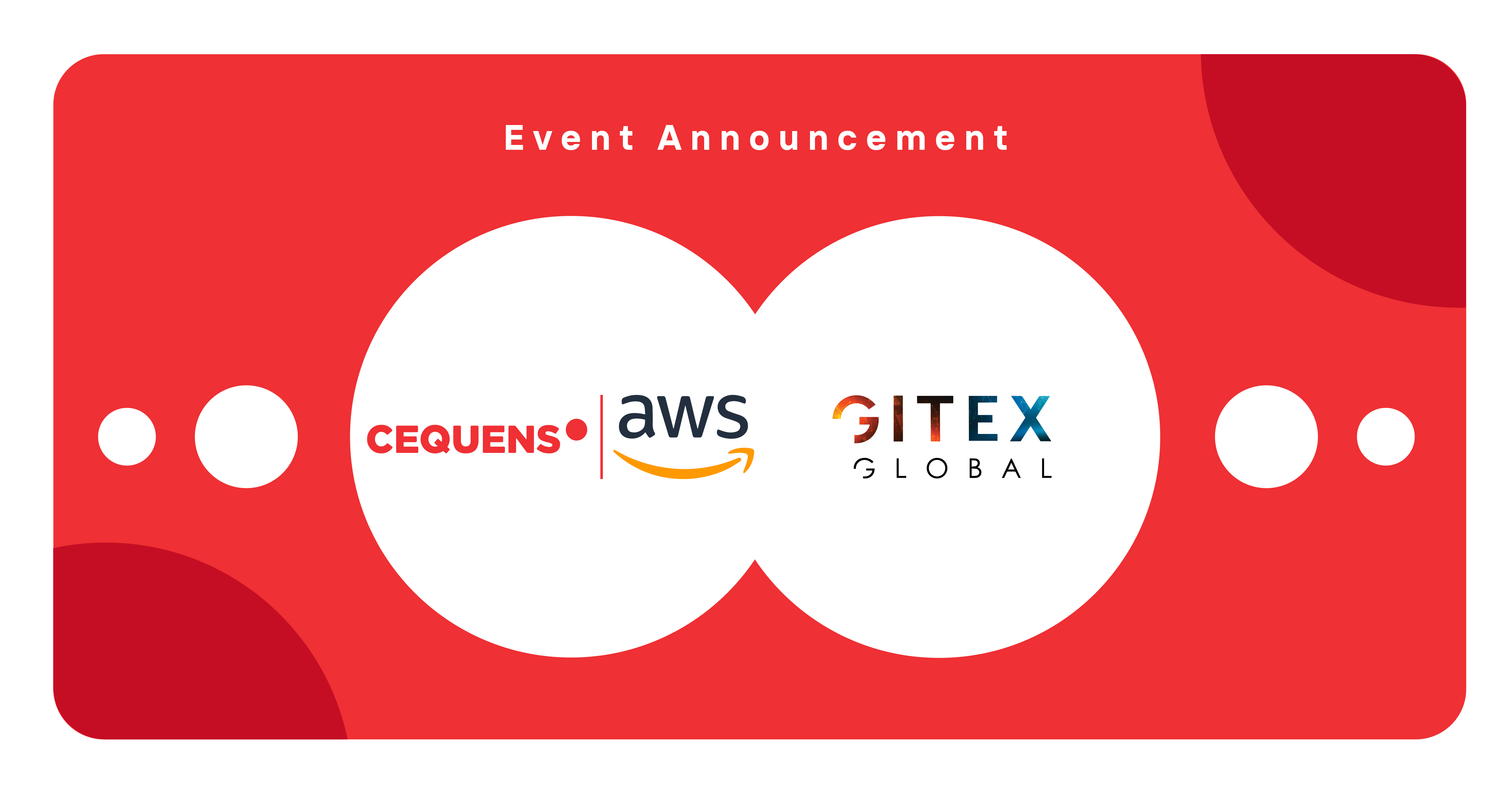 Brand logos for CEQUENS, AWS, and GITEX